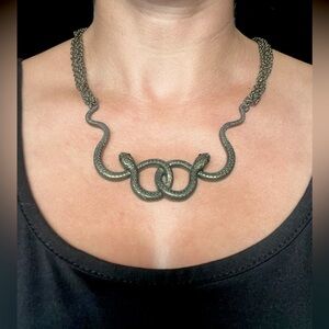 Snake Necklace with black rhinestone eyes